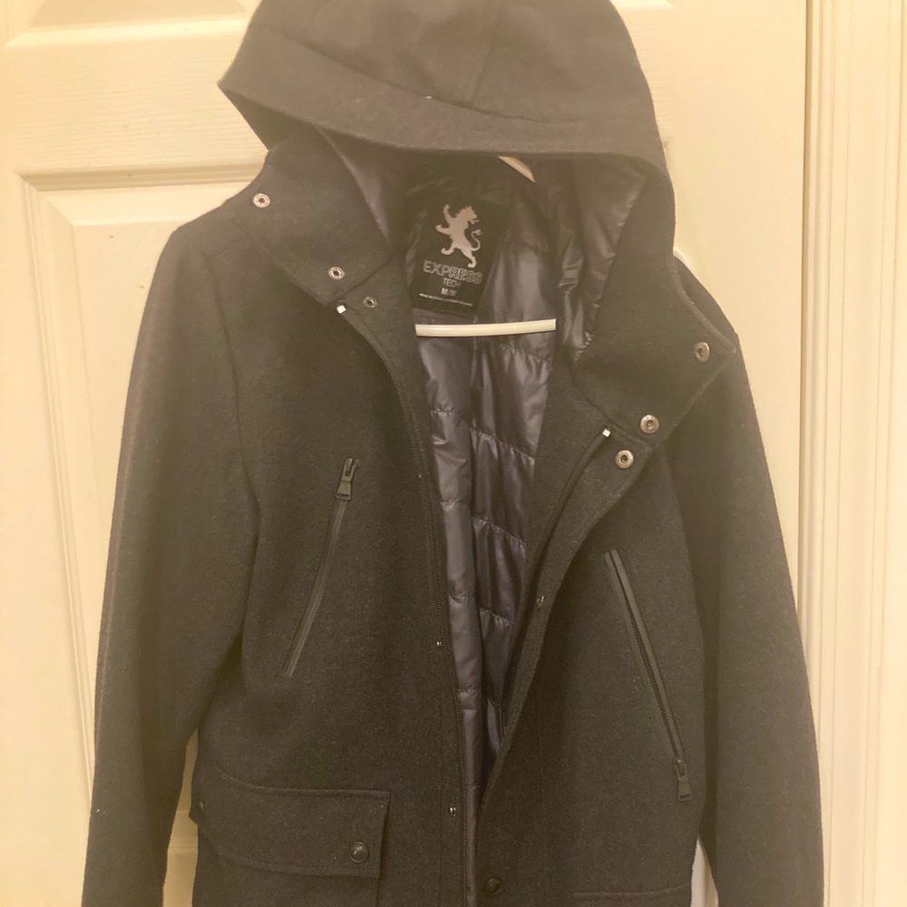Men’s express medium wool button zip coat